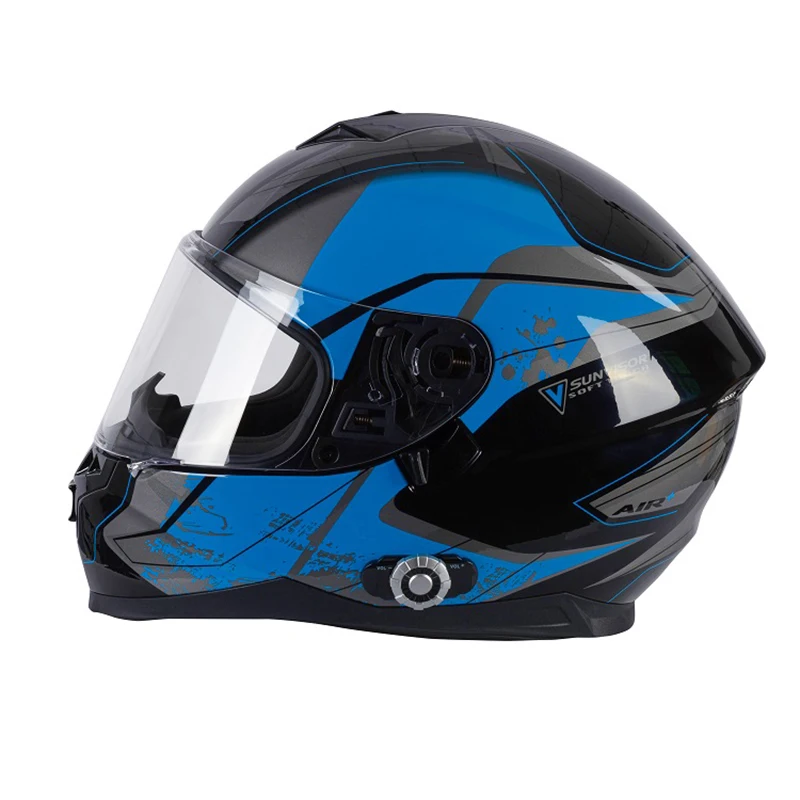 Мотоциклетный Bluetooth шлем с двойным козырьком, с полным лицом, встроенный домофон+ FM аудио, для мотокросса, уличного велосипеда, гоночной дороги