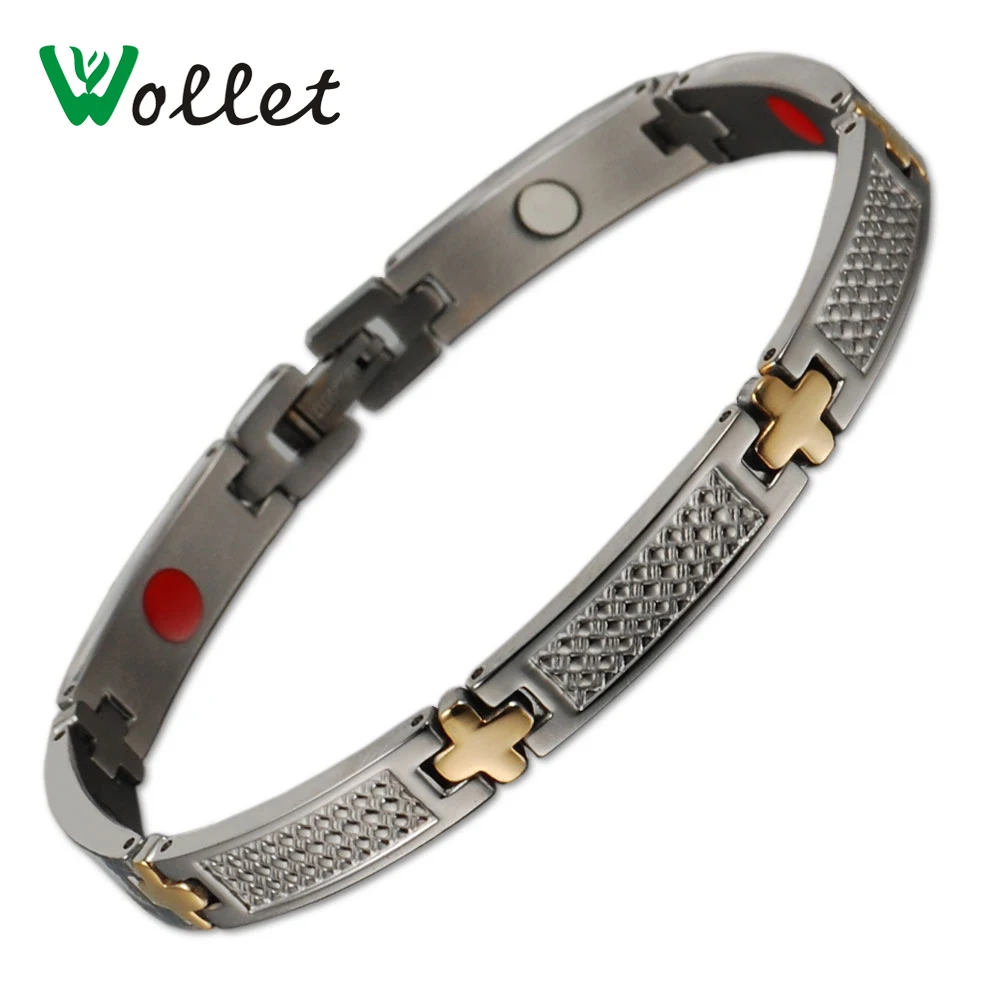 

Inox Energy Healing Christmas Gift High Quality Gold Plated Tourmaline Infrared Germanium Magnetic Pure Titanium Bracelets