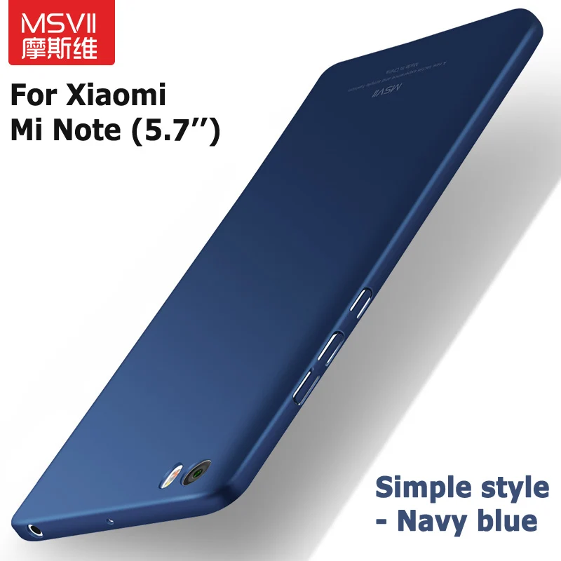 MSVII Coque Xiaomi Mi Note чехол матовый жесткий пластик задняя крышка 360 полная защита корпус для Xiaomi Mi Note Pro Чехол - Цвет: Simple Navy Blue