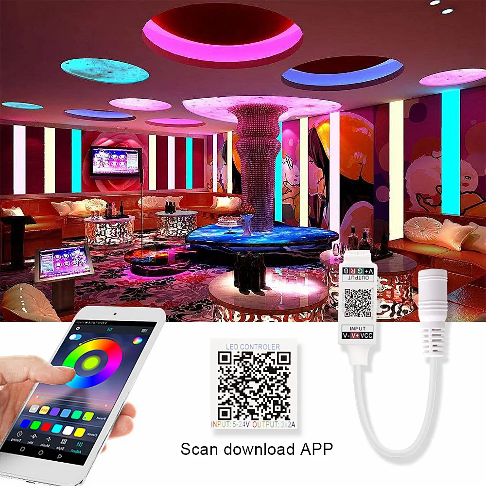 Bluetooth Controller RGB LED Strip light 12V 5050 5M 60LEDs/m RGB Tape Waterproof Tira Led Flexible Neon Backlight Power Adapter Bluetooth Controller RGB LED Strip light 12V 5050 5M 60LEDs/m RGB Tape Waterproof Tira Led Flexible Neon Backlight Power Adapter