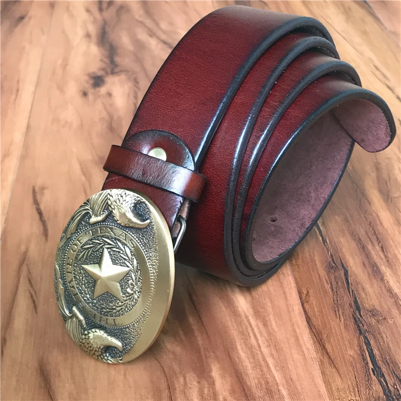 Pentagram Carved Brass Solid Casual Belt Buckle  (5)