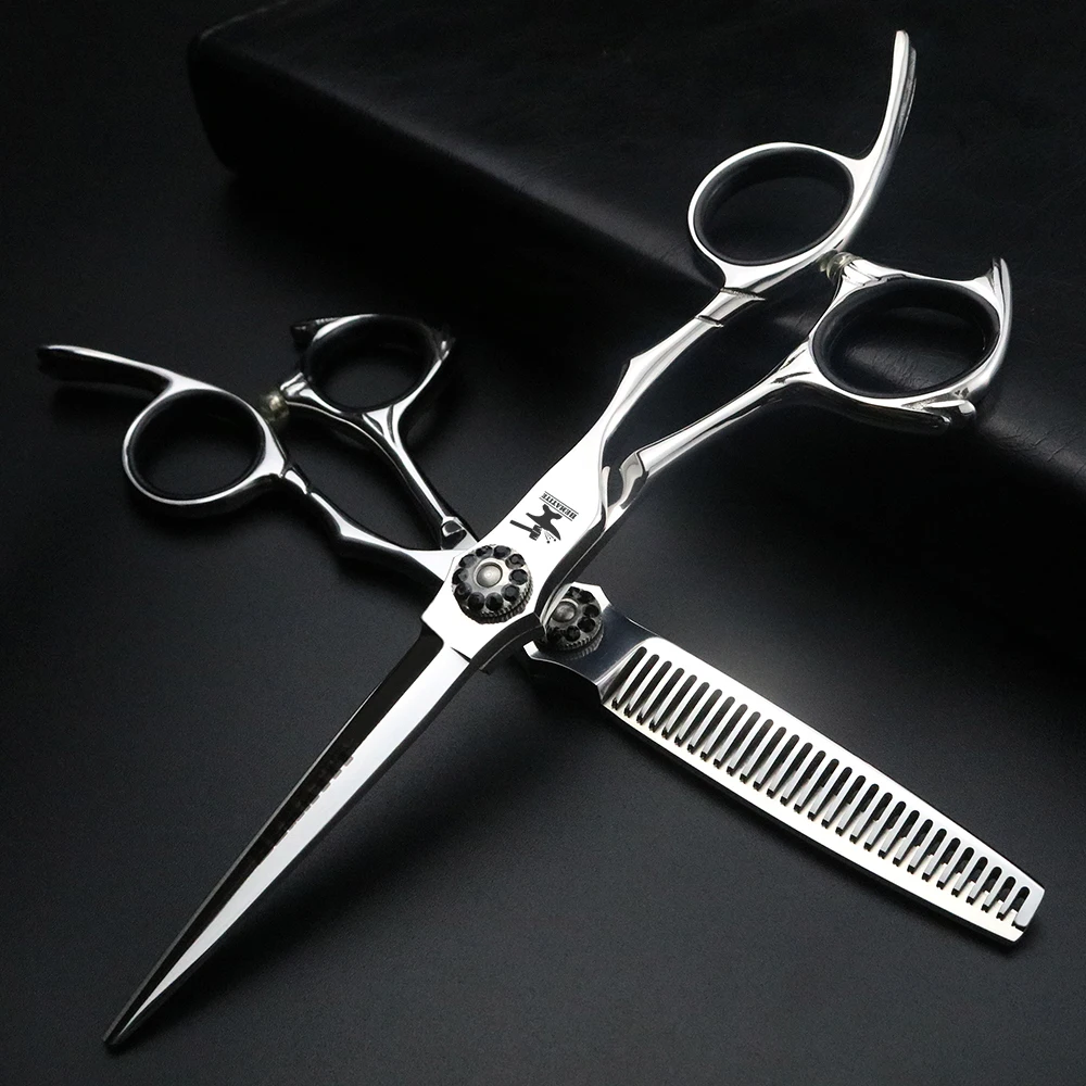 

High-end hairdressing scissors set Hair scissors Hairdressing tools Combination of 6-inch cutting scissors and refining scissors