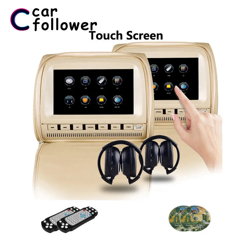 2 шт. 9 дюймов экран молния крышка TFT lcd DVD подголовник автомобиля монитор с ИК FM USB SD динамик игры MP5 плеер экран s для автомобиля