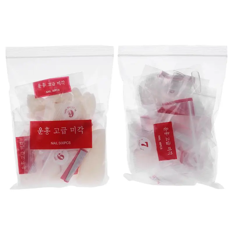 

500Pcs Long Nail Art Salon Full Cover False French Manicure Tips Fake Nails False Nails New