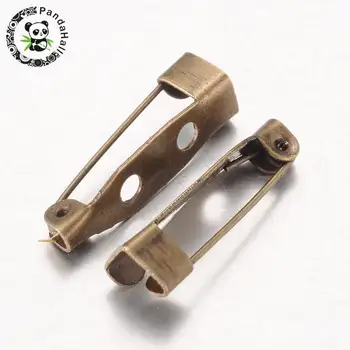 

100pcs Antique Bronze Iron Pin Backs Brooch Safety Pin Findings, 20mm long, 5mm wide, 5mm thick, Hole: about 2mm