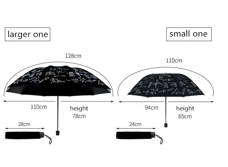 Большие складывающиеся зонты с черным покрытием для студентов, уличные зонты от дождя для женщин и мужчин, зонты от солнца YW019