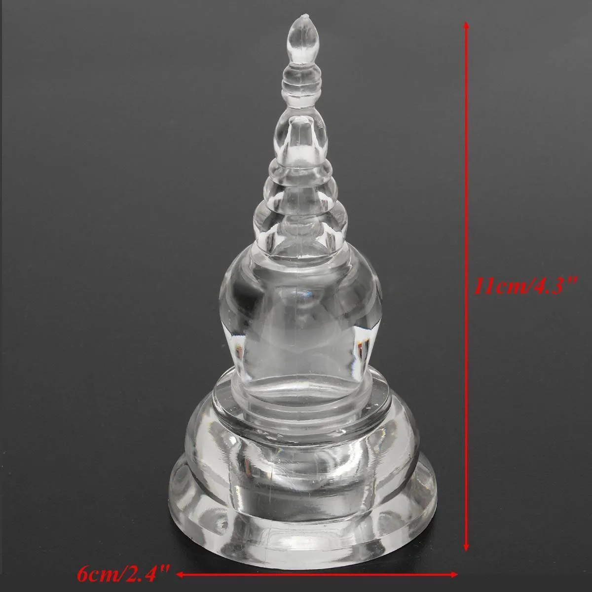 New Transparent Clear Acrylic Crystal Buddha Stupa Tower Tibet Buddhist Decoration