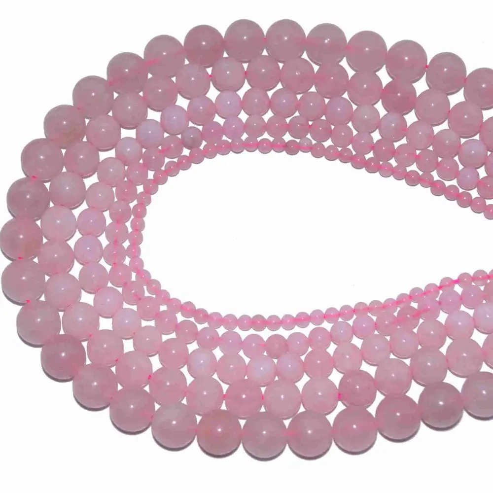 4 6 8 10 мм бусины из натурального камня Агаты тигровый глаз лазурит аметисты каменные бусины для изготовления ювелирных изделий DIY браслет ожерелье - Цвет: Pink Quartz