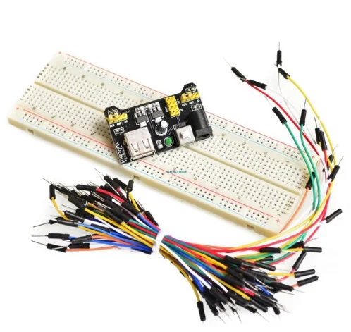 

3.3V/5V MB102 Breadboard power module MB-102 830 points Solderless Prototype Bread board kit 65 Flexible jumper wires