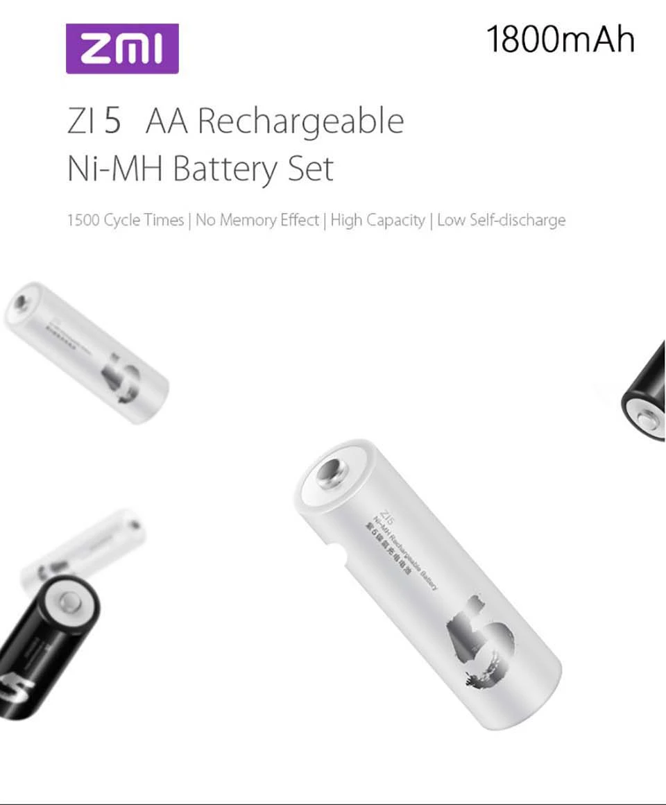 ZMI 4 шт./лот ZI7 ZI5 AAA AA 700mAh 1800mAh 1,2 V перезаряжаемый Ni-MH аккумулятор ZIM power Bank# перезаряжаемый аккумулятор