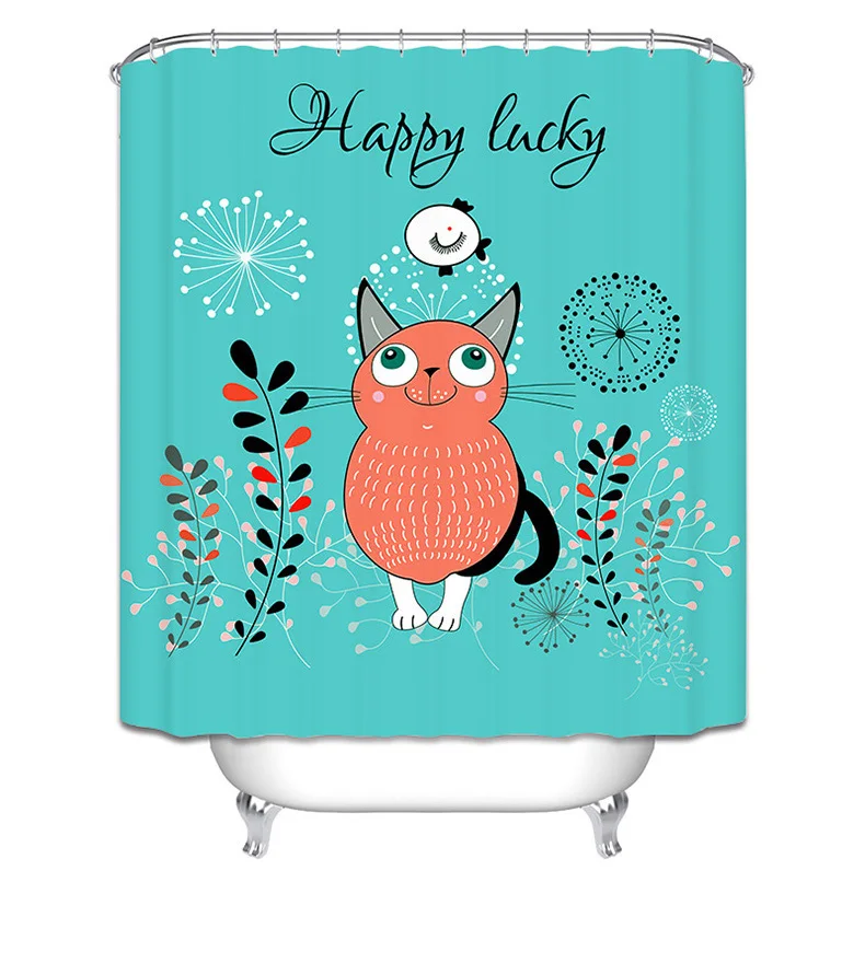 cartoon cat shower curtain