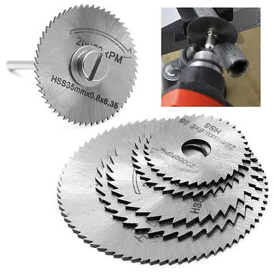 

6Pcs/lot Cut off Saw Blades HSS Cutting Discs + 1 Mandrel For Rotary Blade Tool High Quality 22mm,25mm,32mm,35mm,44mm HSS New