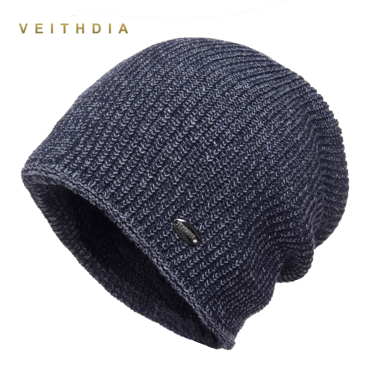 Двухслойные шапки VEITHDIA мужские вязаные облегающие бархатная цветная шапка в