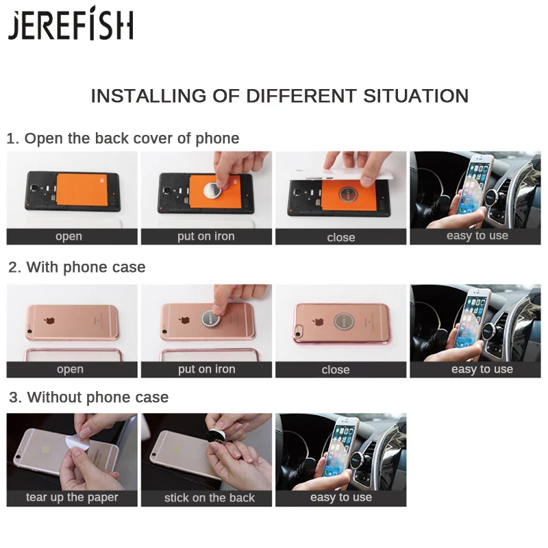 JEREFISH универсальный магнитный держатель телефона в автомобиль док станция для