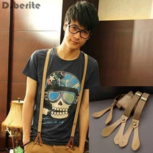 Мужская Унисекс Регулируемая однотонная простая 2 см ширина Повседневная для взрослых Ремень шесть пуговиц отверстия подтяжки BDXJ215