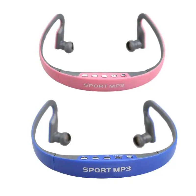 Спортивные наушники с Ушными крючками, беспроводные наушники для MP3 плеера, наушники с зарядкой, наушники с поддержкой TF карты/FM радио, синий/розовый