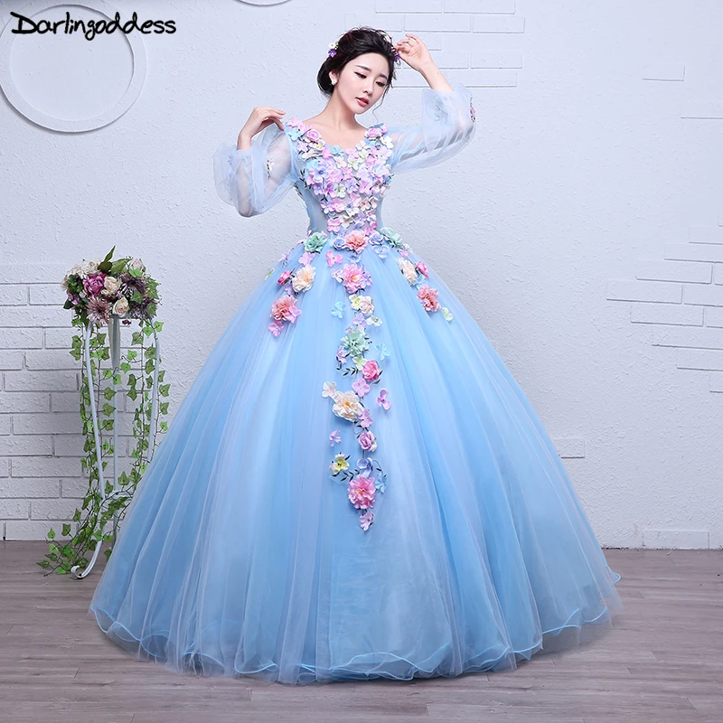 Cheap Quinceanera Dresses Robe De Soiree Sweet Lace Flower V Neck Ball