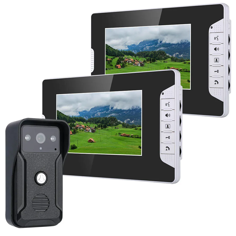 7 Inch Video Door Phone Doorbell Intercom Kit 1-camera 2-monitor Night Vision with 700TVL Camera 7 Inch Video Door Phone Doorbell Intercom Kit 1-camera 2-monitor Night Vision with 700TVL Camera