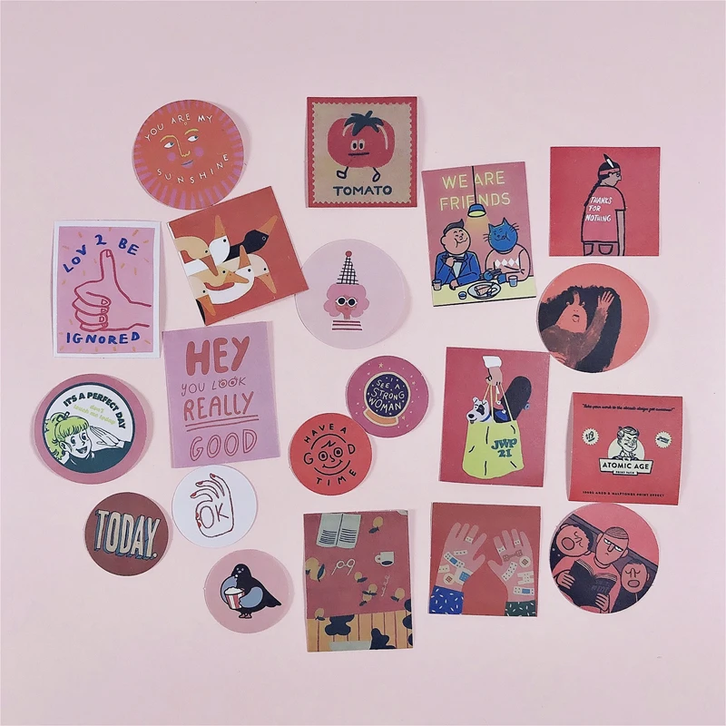 

60Pcs DIY scrapbooking Stickers Retro Cute Funny Album Journal Project Making Happy Planner Handicraft Decoration Stickers