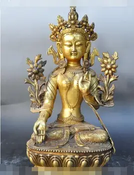 

S5251 19" old tibetan buddhism bronze gilt tara Kwan-Yin GuanYin goddess buddha statue