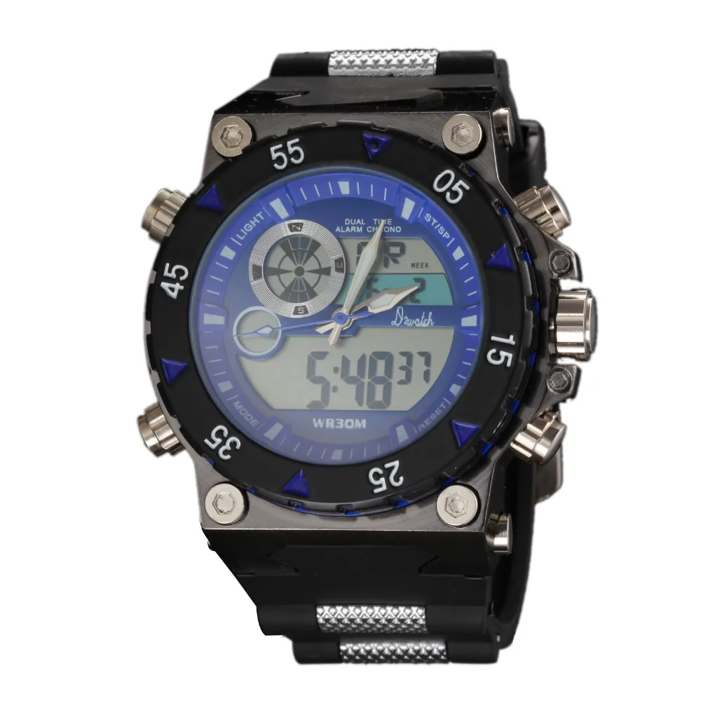 Men watch Dual TIme Alarm Chrono sport LED Wrist watch Outdoorin Women