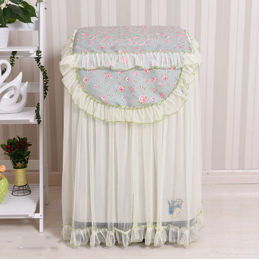 Lace Ruffle Floral Washing Machine Dust Cover Protection Front Durable Soft Home