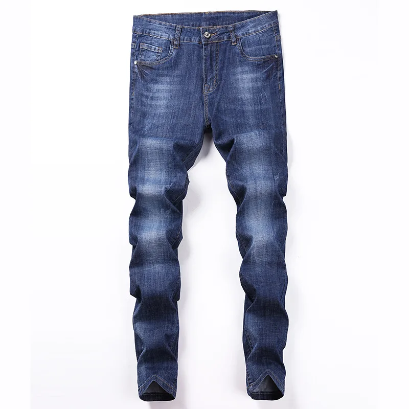 

Tide brand European station men's youth fashion jeans men's self-cultivation stretch feet pants light blue jeans