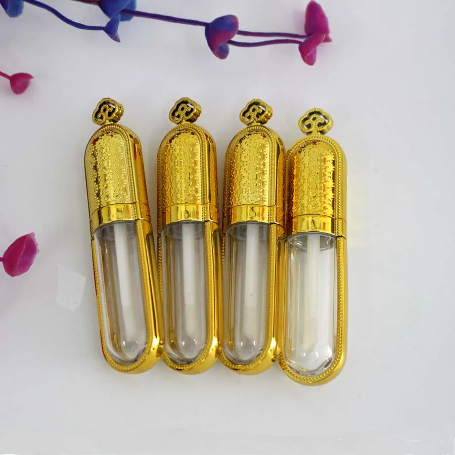 

100pcs/lot empty Plastic 8ml gold crown lip gloss tube