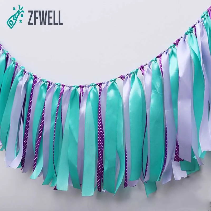 ZFWELL1pz/lotBlue лента Русалка вечерние украшения баннер, флаг бар бассейн на день рождения макет место баннер под открытым небом Гавайский вечерние fla8