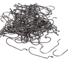 100 шт. Высокоуглеродистая сталь кривошипный крюк для приманка из мягкой рыбы с Отверстием Карп Рыболовная Снасть коробка