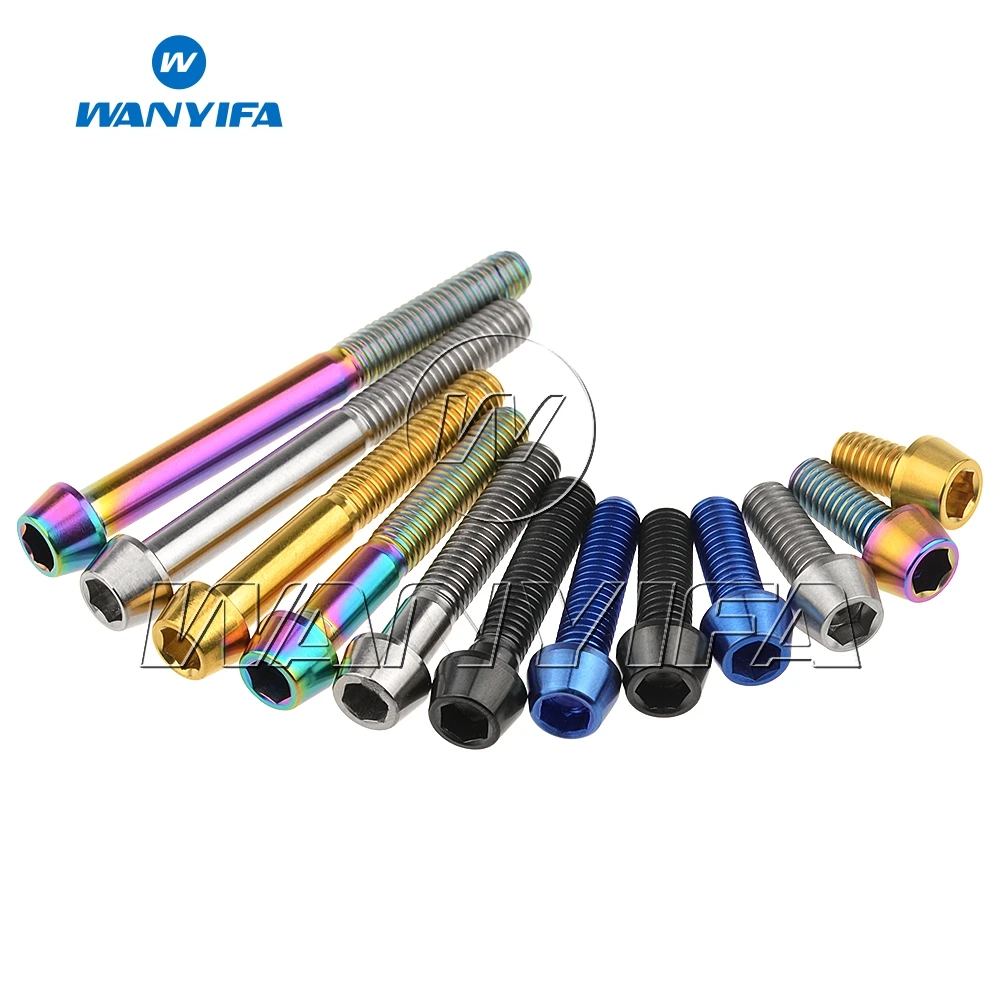 Titanium bolts Titanium Bolt M5x9 16 18 20 25 30 35 40 45 50 55 60mm Allen Key Taper Head Screws for Bicycle Stem Seatpost