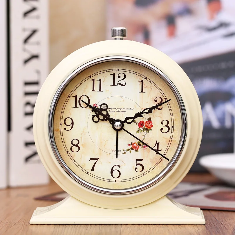 Metal Mute Alarm Clock Creative Student Bed Luminous Small Alarm Clock Cartoon Electronic Bedroom Children's Desk Clock