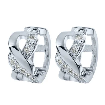 Kinitial 1Pair 24K White Gold Plated Earring Mini Infinite Symbol Infinity & Zirconia Earrings for Teen Girls A1288