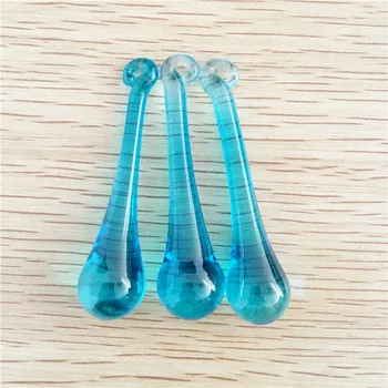 

Aquamarine color 14pcs 20*80mm hot sale crystal raindrop lighting pendant for hanging lamp part