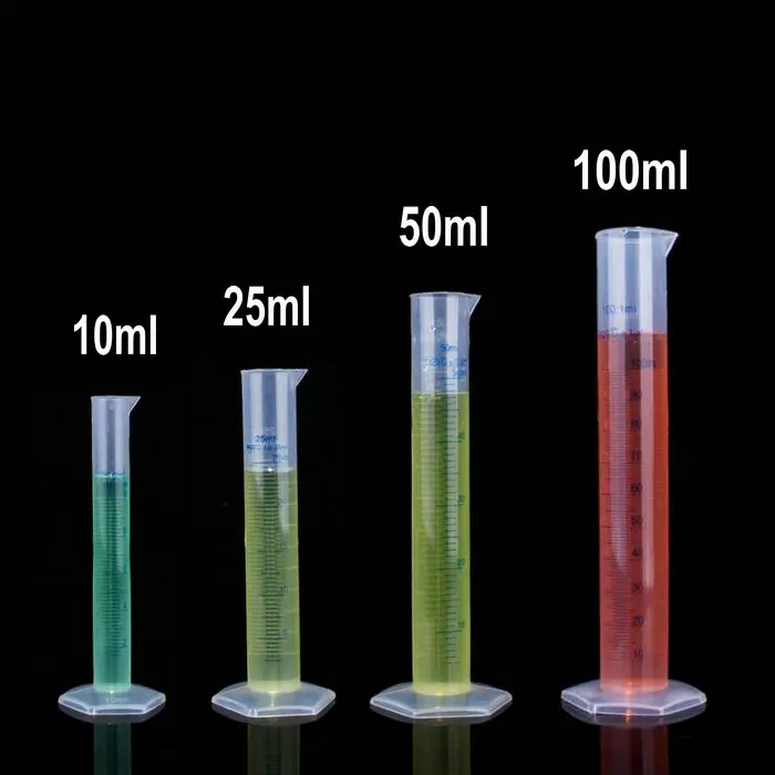 4pcs per set 10ml 25ml 50ml 100ml Scale line Plastic Measuring Cylinder