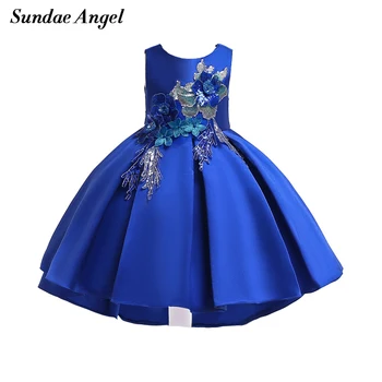 

Sundae Angel Belle Princess Dresses Kids Floral Sequin Trailing Dress Robe Girl ball Gown Ruffle Party Wedding Concert dress 10Y