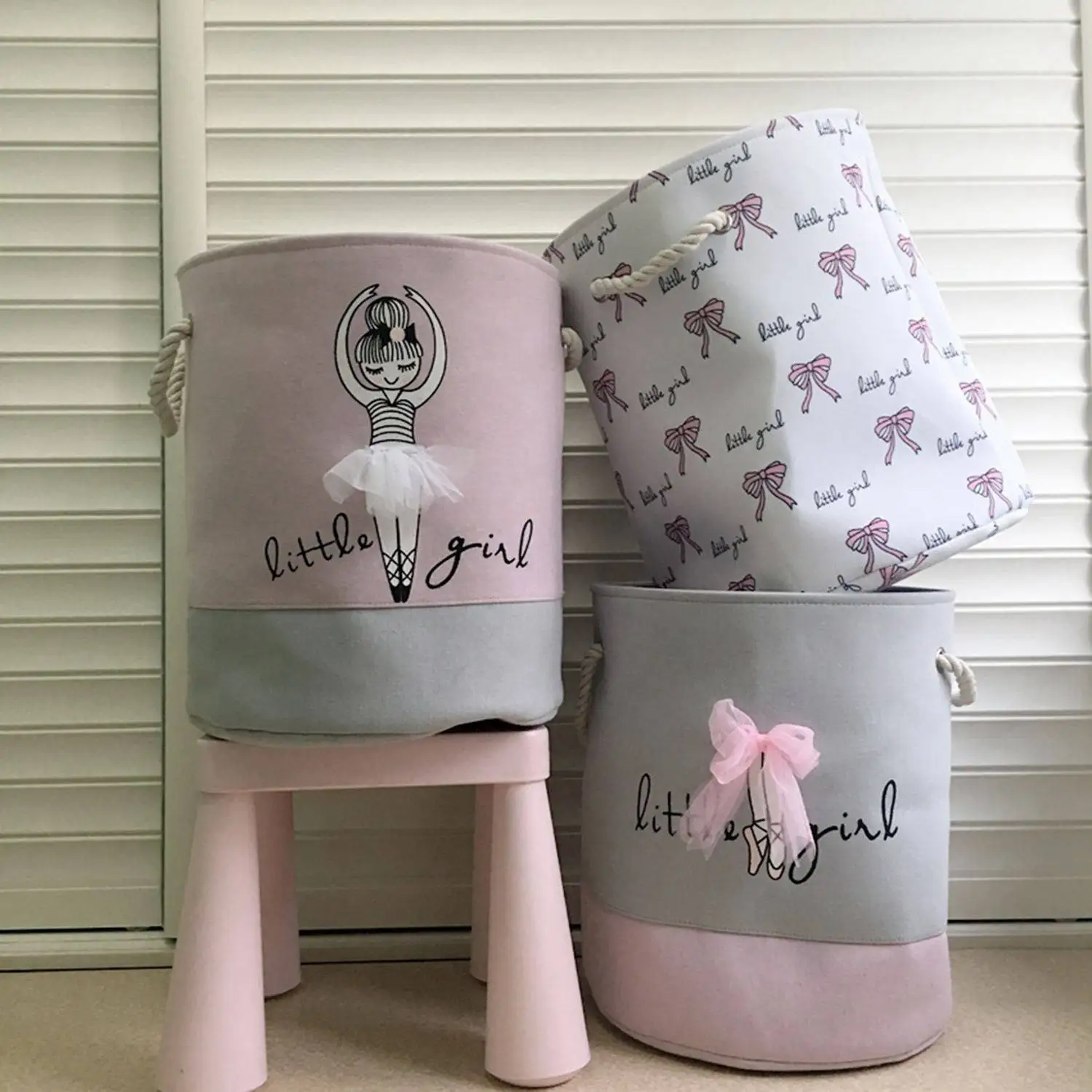 35*40 см розовая корзина для белья для грязной одежды хлопок балетная Девушка Бант печатные игрушки органайзер для хранения дома