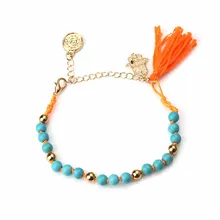 Korean Jewelry elegent 7 colors gold beads natural stone beads hamsa evil eye charm bracelet