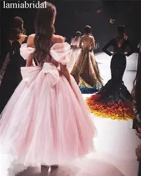 Пикантные с открытыми плечами розовый дешёвые Выпускные платья 2019 бальное платье с кристаллами бисером плюс размеры vestido de festa longo Тюлевая