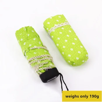 

women umbrella super mini lace pocket umbrellas 190 g weight brand rain umbrella 5 fold waterproof portable travel umbrella