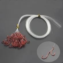 Rompin 50 шт./компл. двойной бронзовых морских рыболовных крючков линия для струнных крюк поводков Крючки 4#75 см мононитиевая леска 3KGS panfish Судак