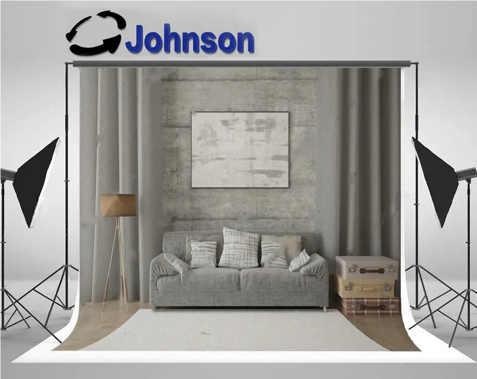 Mock Stylish Living Room Compact Sofa curtains backdrop High quality Computer print wall background | Электроника