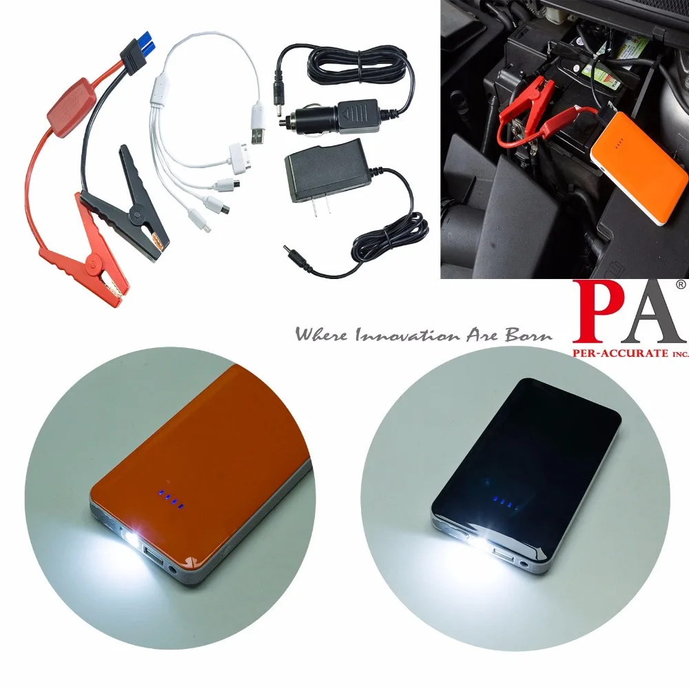 PA LED 1SET x Black Orange 12V Car Multi Function Jump Starter Battery Charger Power Bank