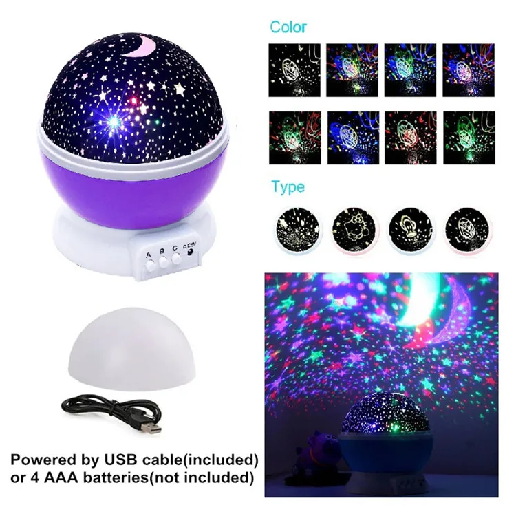 Stars Starry Purple Несколько Звезд звездное небо/океан/Вселенная/плеера Романтический светодиодный Ночной Светильник проектор подарки для детей Дети Спальня ночной Светильник - Испускаемый цвет: Stars Starry Purple