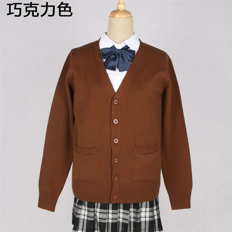 Японский Kawaii JK школьная форма для девочек длинный рукав v-образный вырез кардиган свитер косплей мягкий супер милый женский свитер пальто - Цвет: 8