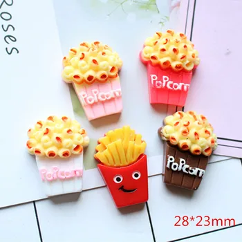 

10Pcs Kawaii Popcorn Flat back Resin Cabochons Simulation Fake Food Flatback Resin Cabochon DIY Scrapbooking Phone Decor