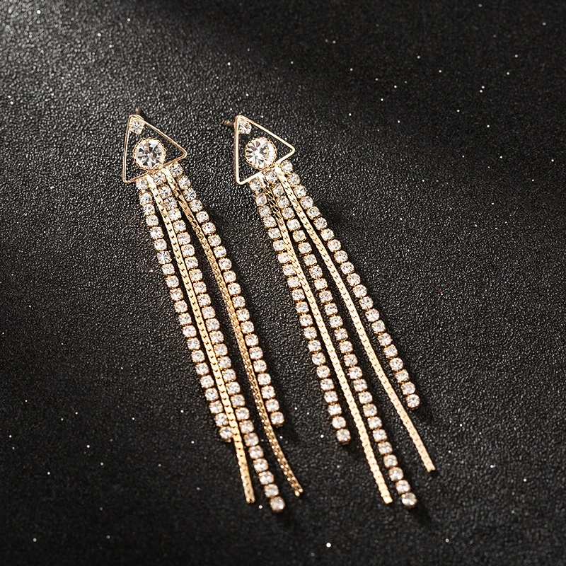 

YFJEWE 2018 Hot Vintage Exaggerated Long Metal Dangle Earrings for Women Ethnic Statement Fringed Earrings Jewelry E547