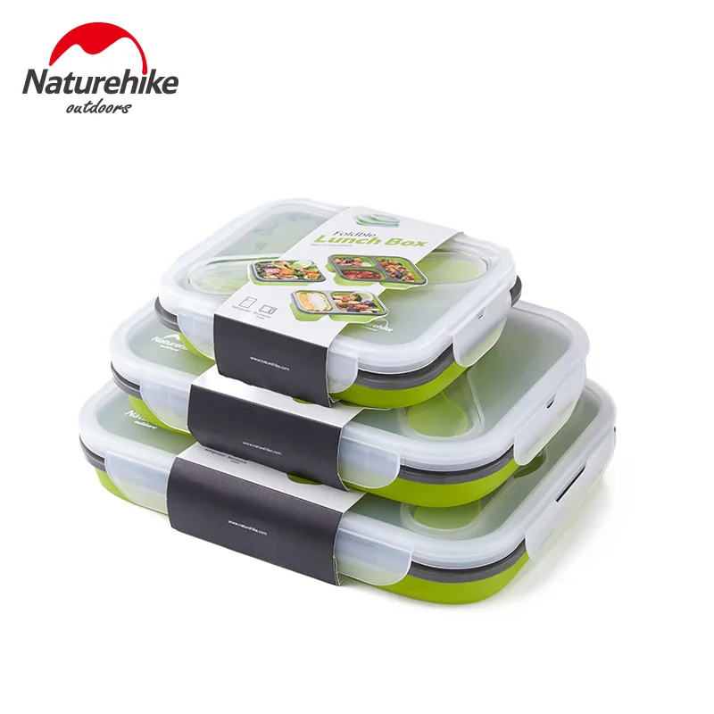 Naturehike de viaje plegable Bento cajas microondas vajilla de contenedor de almacenamiento de alimentos almuerzo al aire libre Camping Picnic vajilla