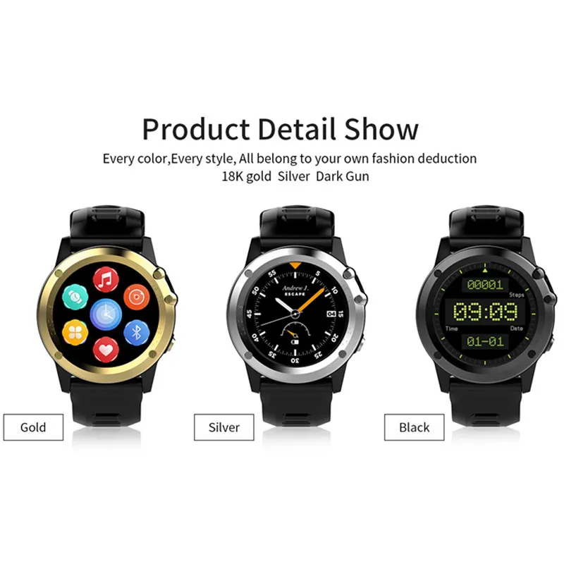 microwear h1 с пульсометр gps WI-FI 5MP камеры smartwatch 1,39 дюйма 400*400 4 GB rom MTK6572 наручные часы Мужчины