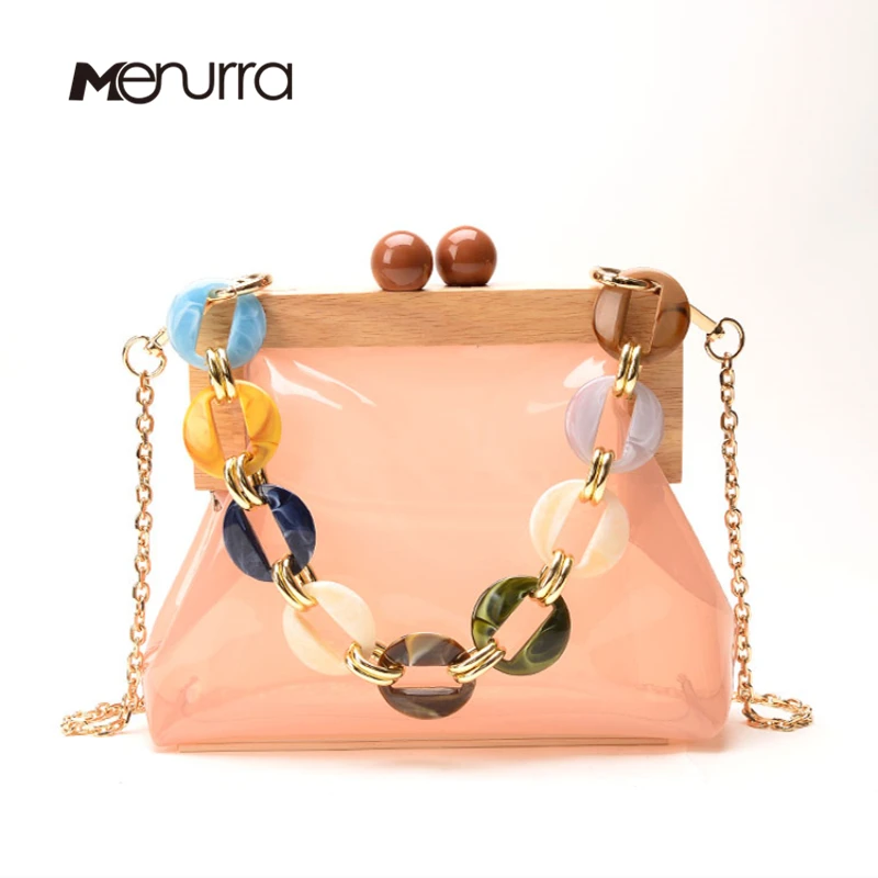 

INS PVC Transparent Bag Clutch Acrylic Chain Women Shoulder Day Clutch Bag Wedding Party Evening Purse Female Tote Crossbody Bag